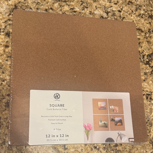Other - U Brands Square Cork Bulletin Tile - Brown Cork